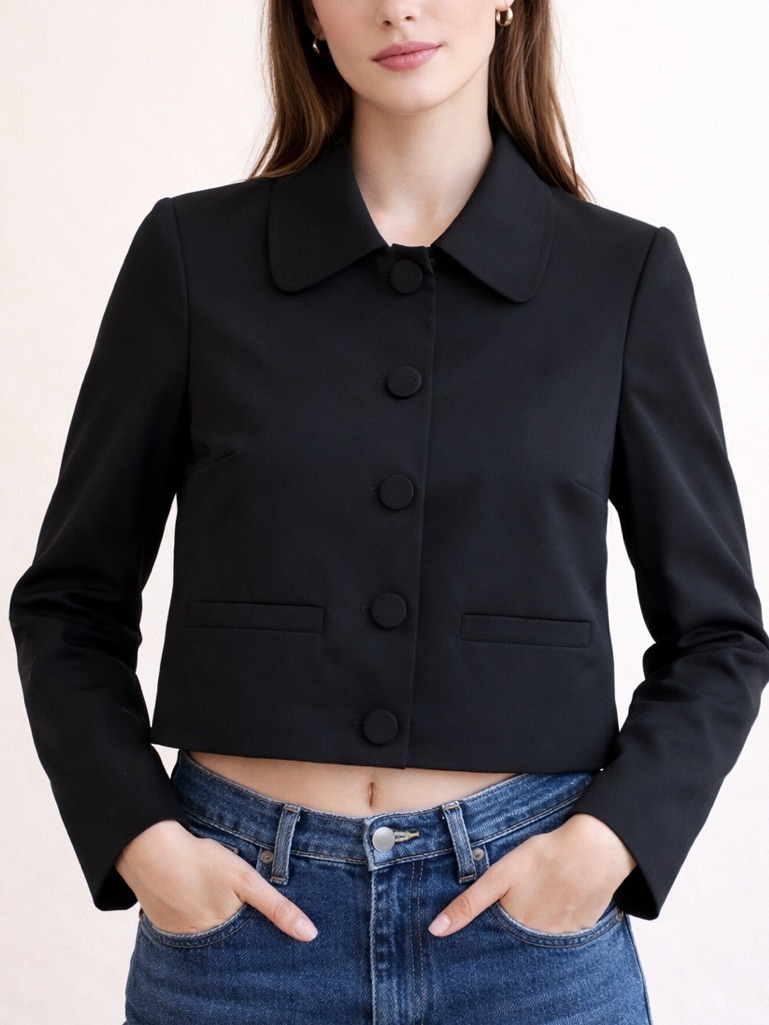 Central Park West Black Cropped Anything Goes Jacket
